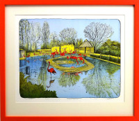 Plameňáci - grafika - Jitka Nesnídalová